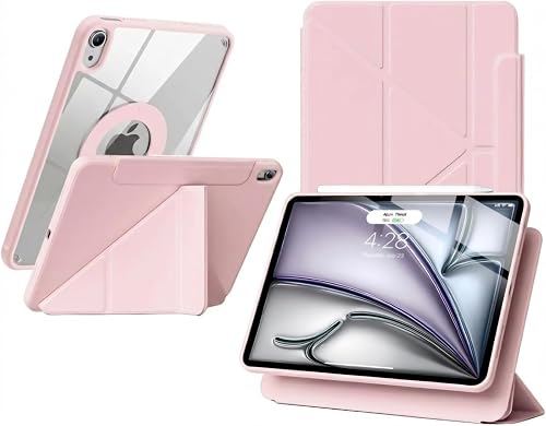 Silicone Origami-Style Case for Huawei MatePad SE 11 2024, Multi-Angle Stand, compatible with MagSafe Back, Protective Cover, 5 Colors (Pink)