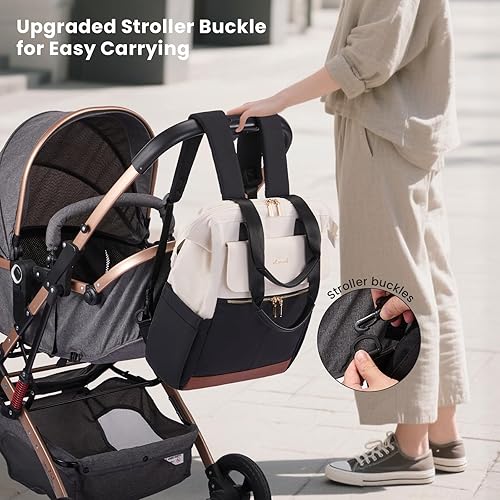 Miniatura 3 de LOVEVOOK Mochila para pañales para bebé, bolsa grande para niños y niñas, bolsas impermeables de viaje con cambiador, correas de cochecito, funda