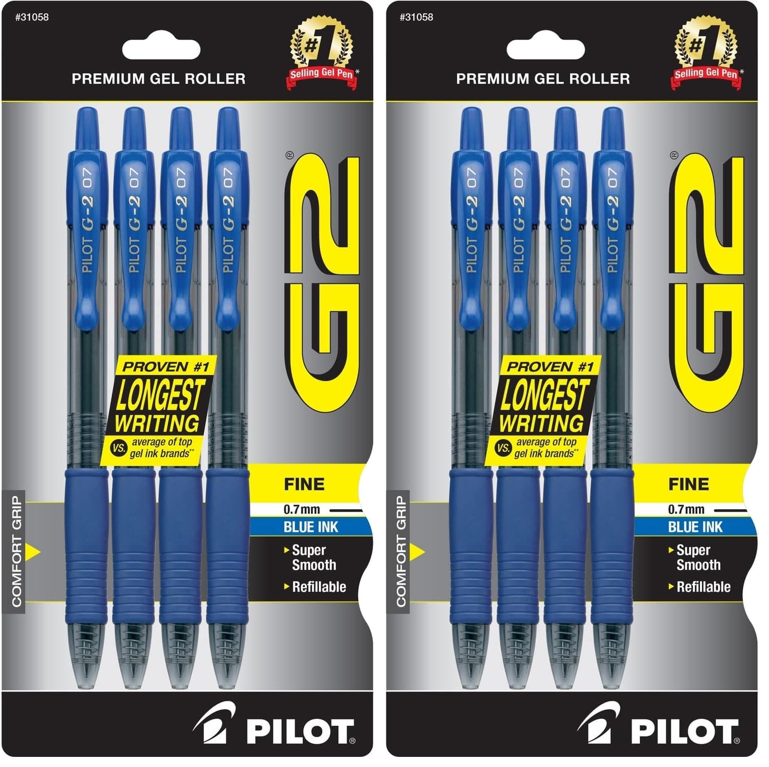 PILOT G2 Premium Gel Roller Pens, 0.7mm Fine Point, Blue Ink, 8 Count (Pack of 2) - main product image