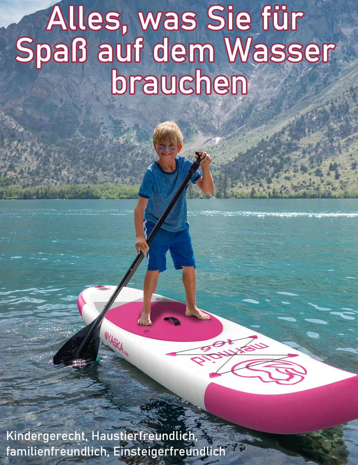YASKA Stand Up Paddling Board Aufblasbar - Sup Board 200kg mit Zubehör,Getrankehalter,Standup Paddle Board für 2 Personen Familie