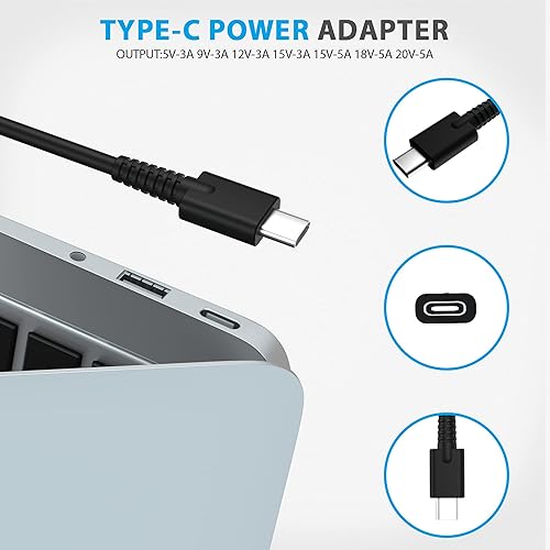 Miniatura 2 de Cargador USB-C para laptop de 100 W - Cargador PD de 100 W compatible con Lenovo, ThinkPadYogaSlimldeapad, HP, Acer, Mac Book ProAir 16, 15, 14, 13