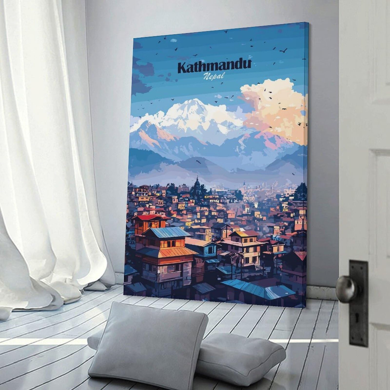 Junmoney Kathmandu Skyline Wall Picture Print 24x36inch(60x90cm), for Apartment Walls, Studios Or Work Areas, A Simple Refresh for Blank Walls