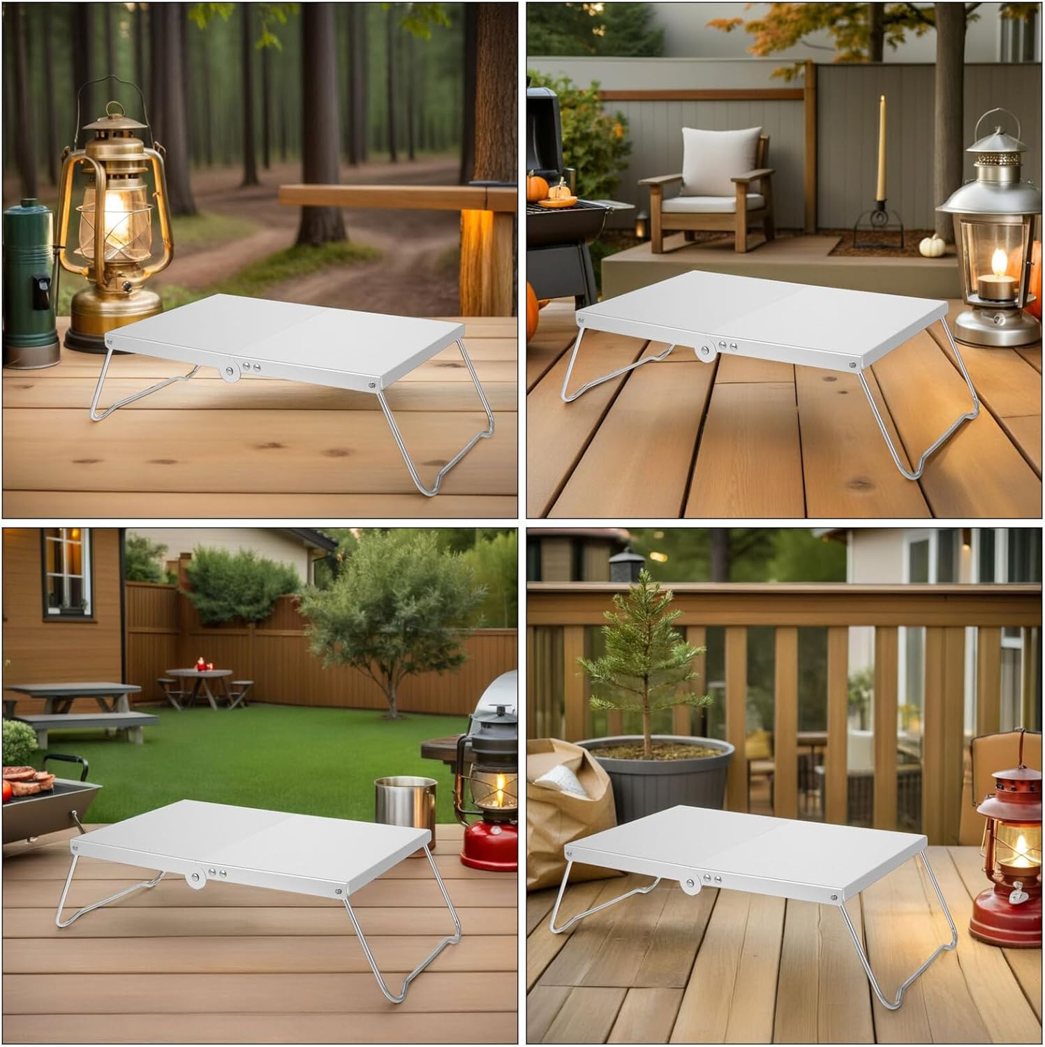 Cabilock 2pcs Portable Aluminum Folding Camping Tables – Lightweight Small Backpacking Tables with Heat-Resistant Surface for Outdoor Picnic, Beach, Hiking, and Travel Use