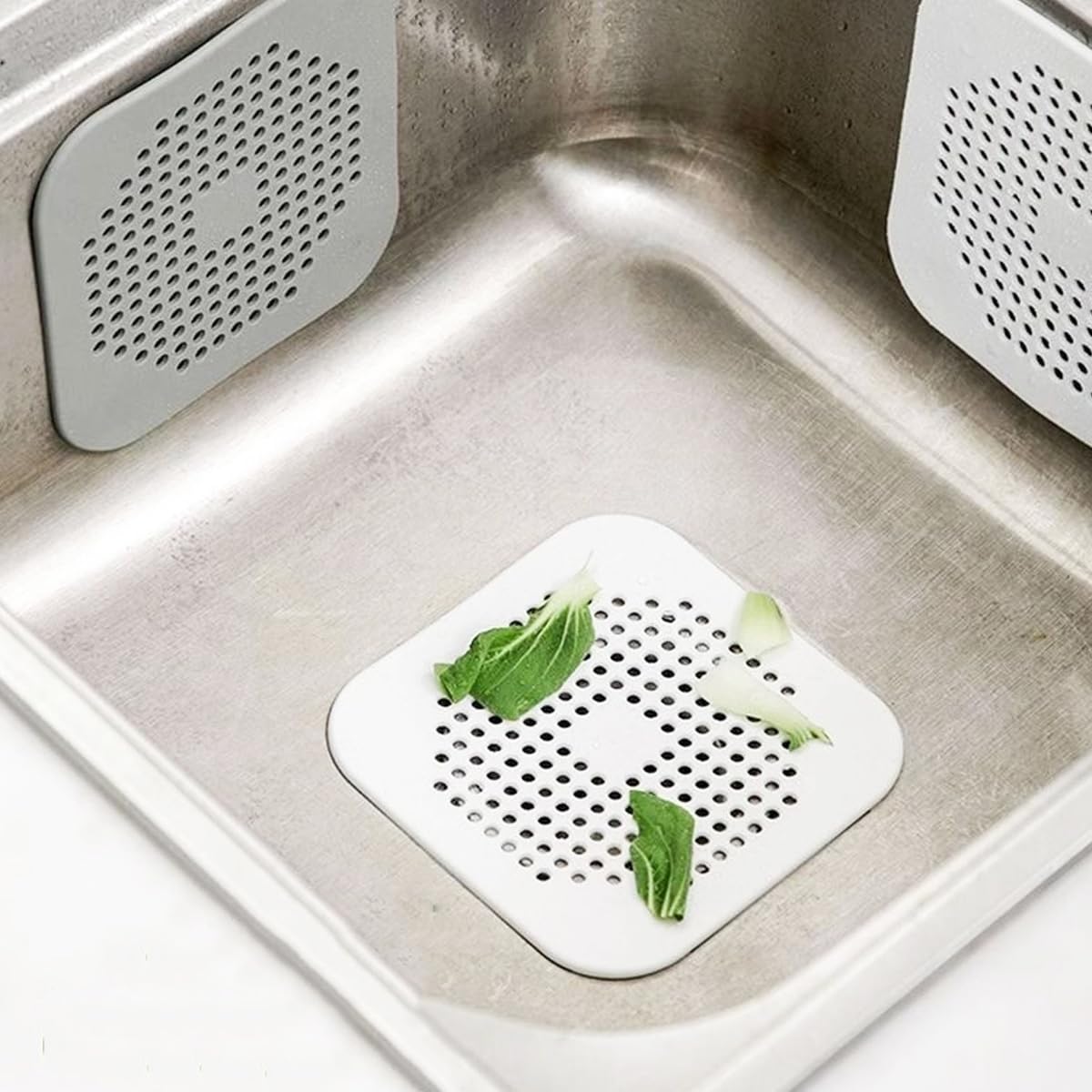 4 Filtri Per Scarico Lavello In Silicone Con Ventose – 2 Bianchi E 2 Grigi – Protezione Da Capelli E Detriti Per Cucina, Bagno E Doccia - 3