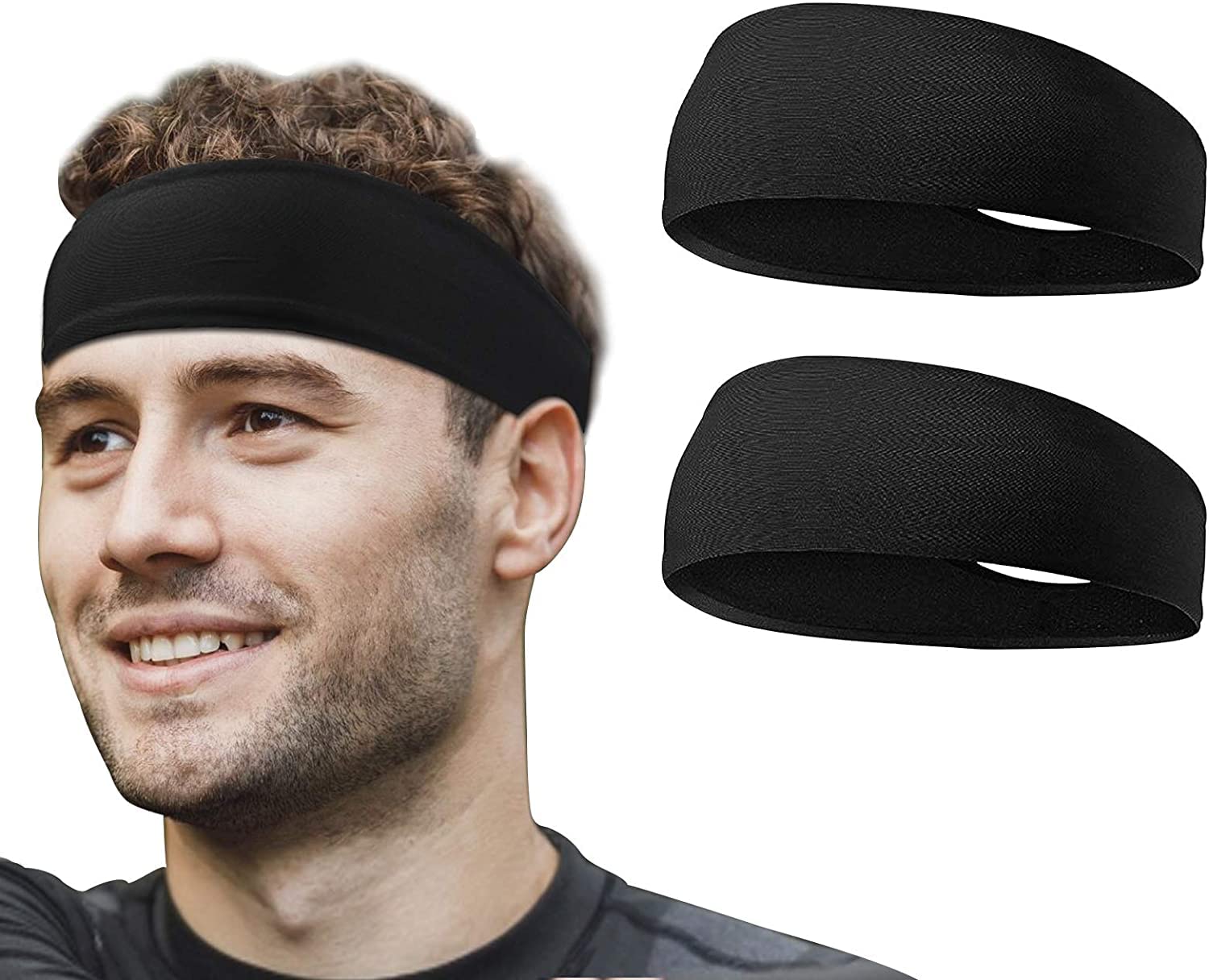 BISMAADH Sports Headbands for Men & Women with Inner Grip Strip to Keep Headband Securely in Place | Fits All Head Sizes | Sweat Wicking Fabric to Keep Your Head Dry & Cool (Pack of 2) (B09STFKBLG) Amazon Price History, Amazon Price Tracker