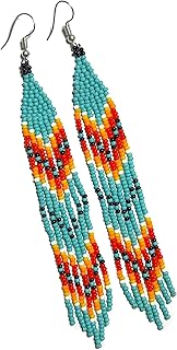 Handmade beaded native american style glass seed bead earrings Pendientes de cuentas nativas al estilo mexicano de artesanos gifts for women