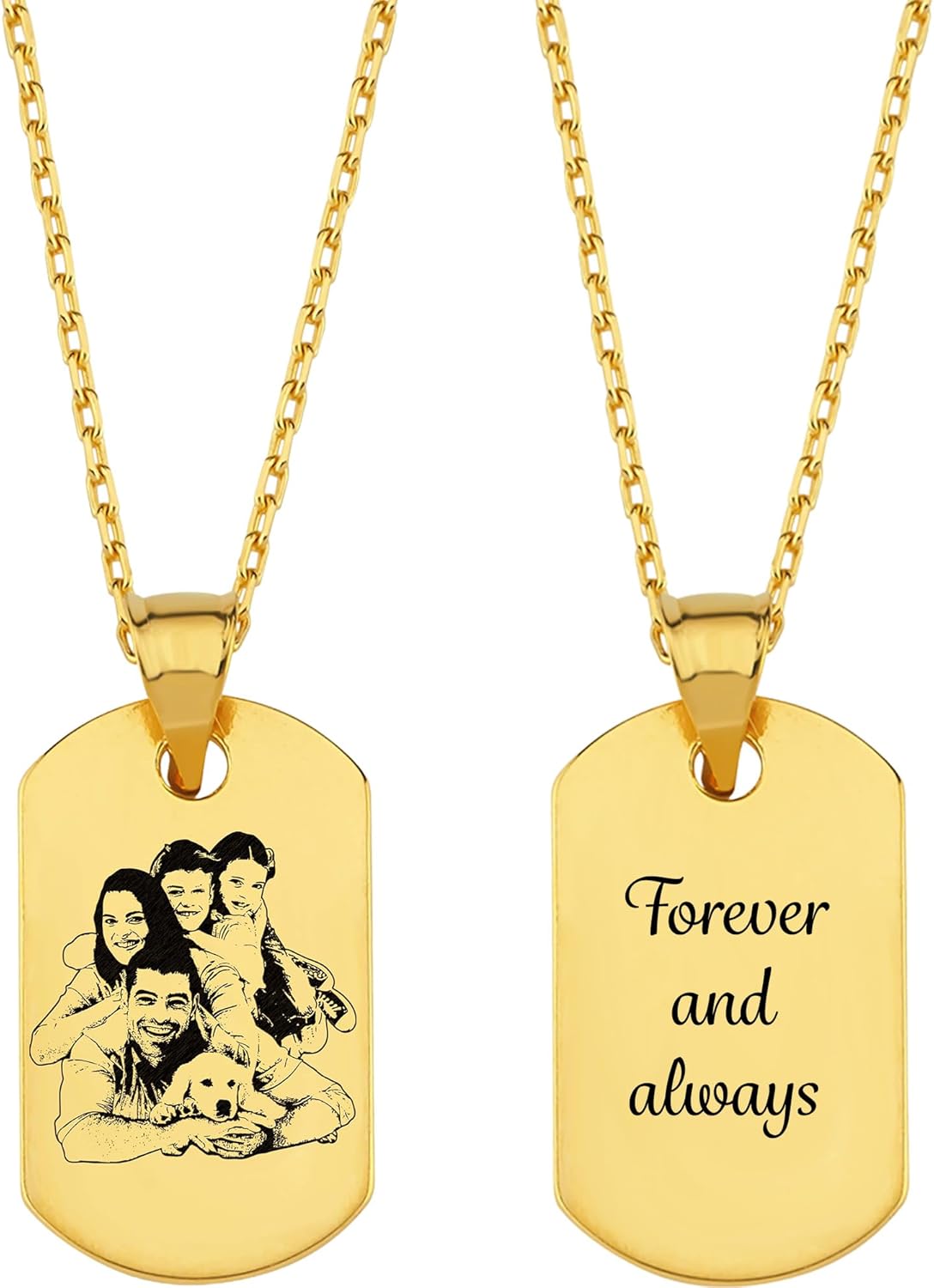 MIONZA Custom Dog Tag Necklace, Engraved Necklace for Women, Personalized Pet Photo, Couple Photo, Handwriting, Fingerprint