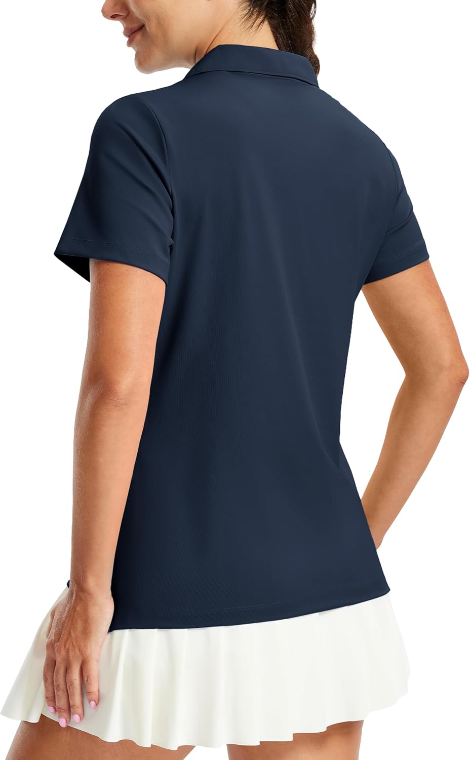 MAGCOMSEN Women's Polo Shirts Short Sleeve V Neck Collared Golf Shirts UPF 50+ Quick Dry Work Casual Summer Tops
