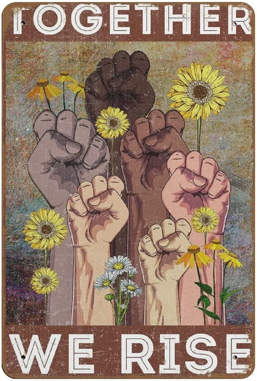 rayprint Together We Rise Poster Civil Rights Black Lives Matter Racial Equality Black Melanin Metal Decor Art 12x16 Inch