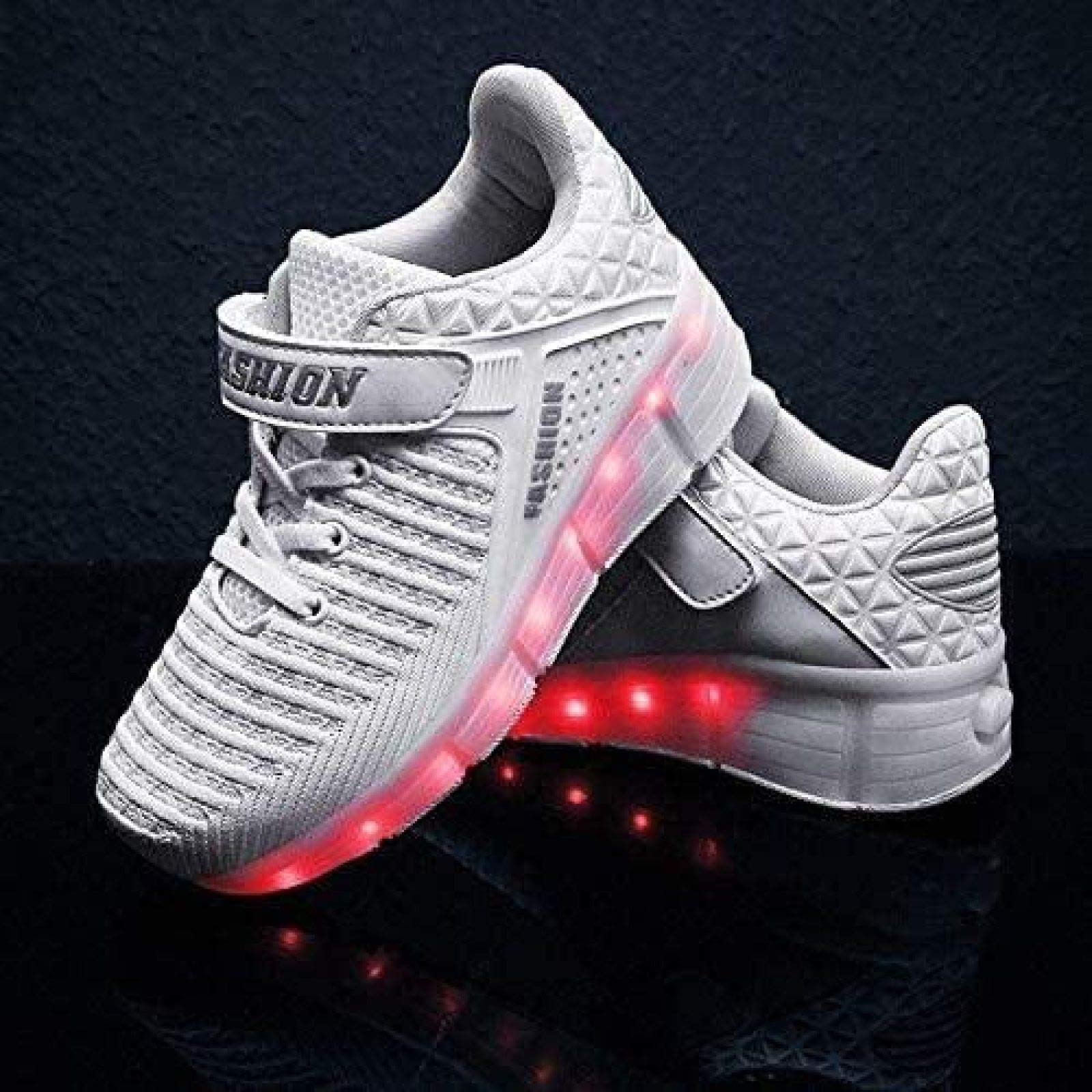 Zapatillas De Skate LED con Ruedas Dobles Zapatillas De Skate Zapatillas con Ruedas LED Niños Niños Niñas Gimnasia Al Aire Libre Zapatillas De Moda Técnica,White-32 EU