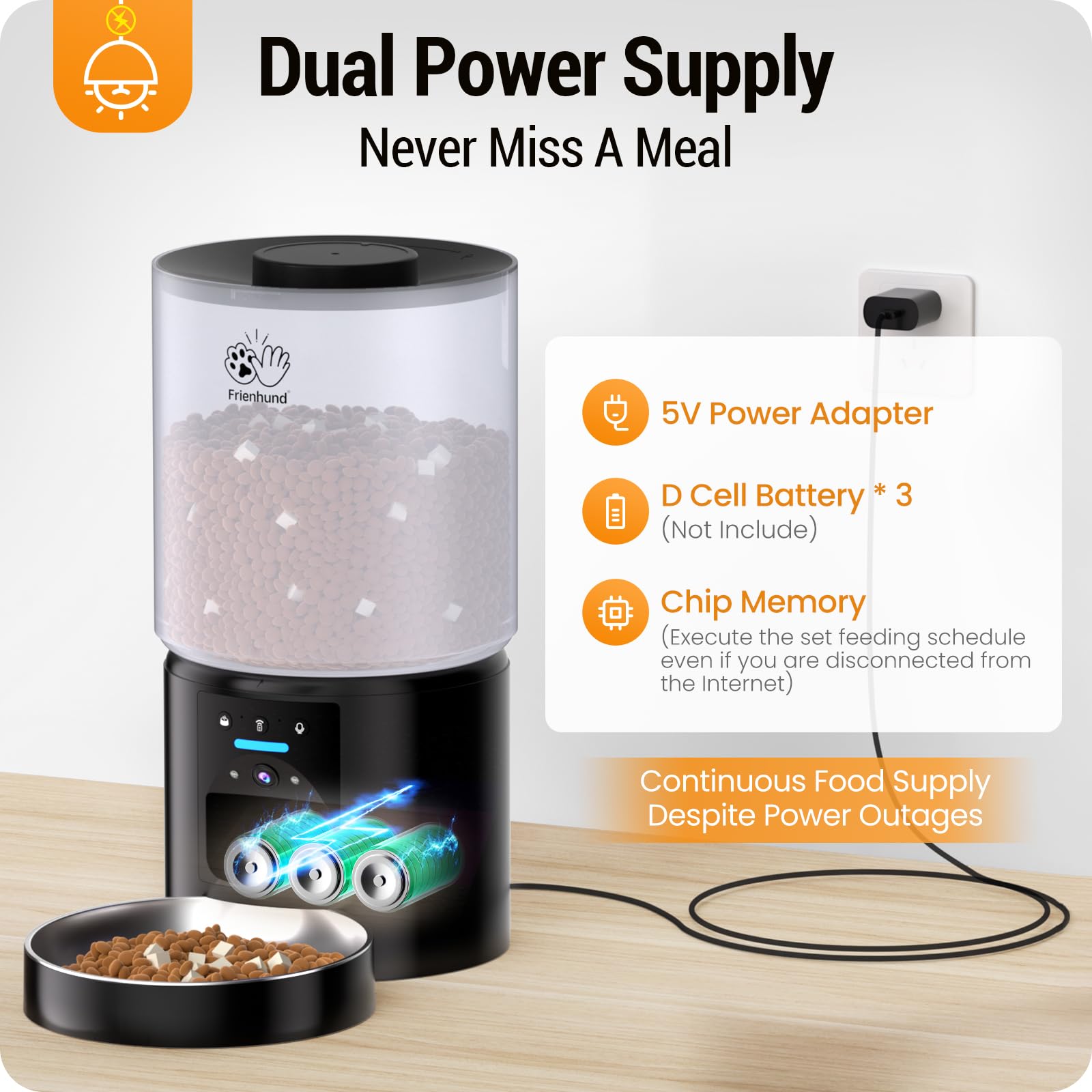 Automatic Cat Feeder with 3MP Camera: 5G WiFi Automatic Dog Feeder with Night Vision, 5L Timed Auto Cat Food Dispenser with APP for Pet, Detachable for Easy Clean-21 Cups - image 8