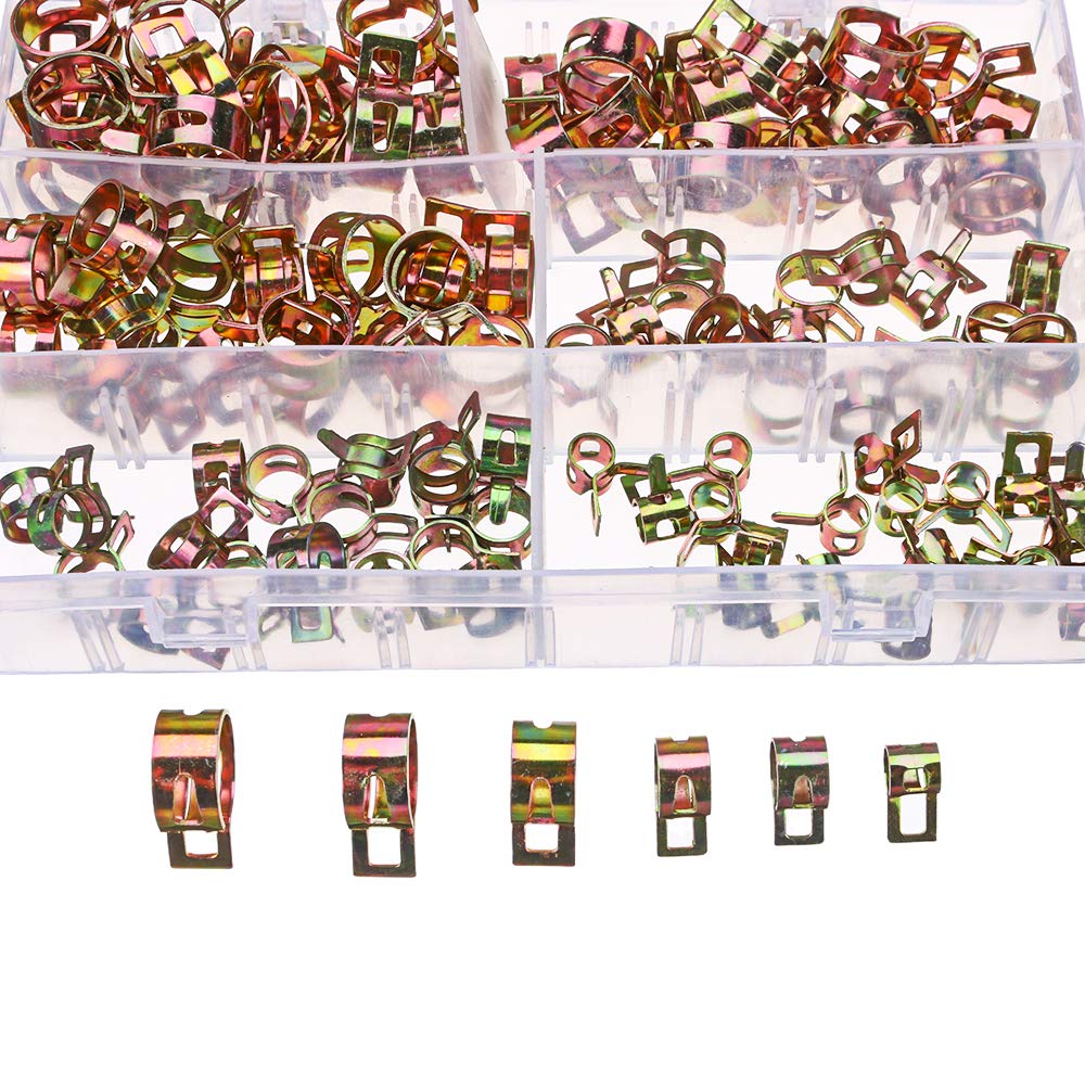 Suleve 120Pc Tubi Flessibili Per Tubi Flessibili Per Tubi Morsetto Per Tubi A 6 Dimensioni Molla A Molla Clip Per Tubi Placcata In Zinco Colorato
