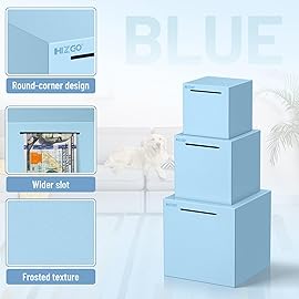 hizgo Adults Blue Piggy Bank, Stainless Steel Piggy Bank for Adults/Kids Must Break to Open, Unopenable Money Saving Box(4.72-inch, Blue)