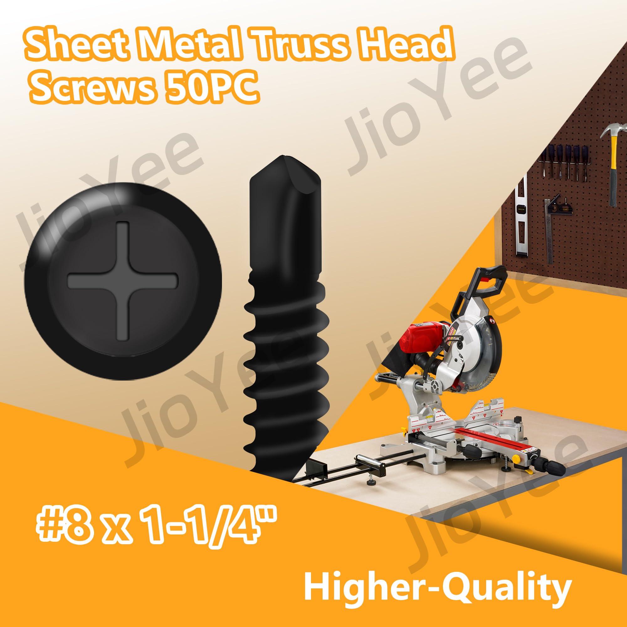 50-Pack #8 X 1-1/4 Inch Wafer Head Self-Drilling Screws - 410 Stainless Steel Phillips Truss Head