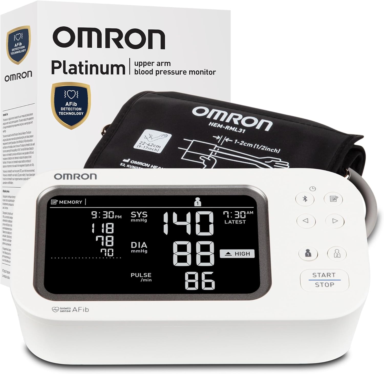 Tensiómetro de brazo de gama alta-Omron Platinum Upper Arm Blood Pressure