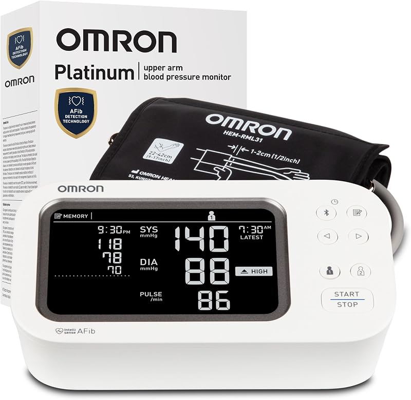 OMRON Platinum Blood Pressure Monitor & Upper Arm Blood Pressure Cuff | For Home Use - #1 Doctor & Pharmacist Recommended Brand - Clinically Validated - AFib Detection - Connect App