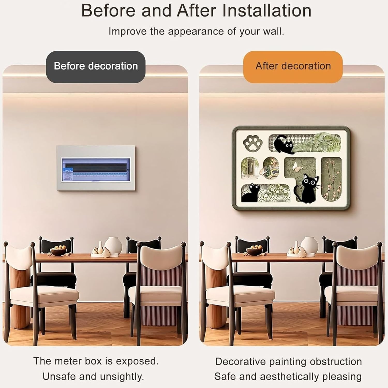 Hidden Decorative Breaker Box Cover Painting, Wall Mounted Concealed Circuit Breaker Panels, Fuse Box Cover Cabinet with Left Sliding Door, for Bedrooms, Living(Color 2,20x16in/50x40cm)