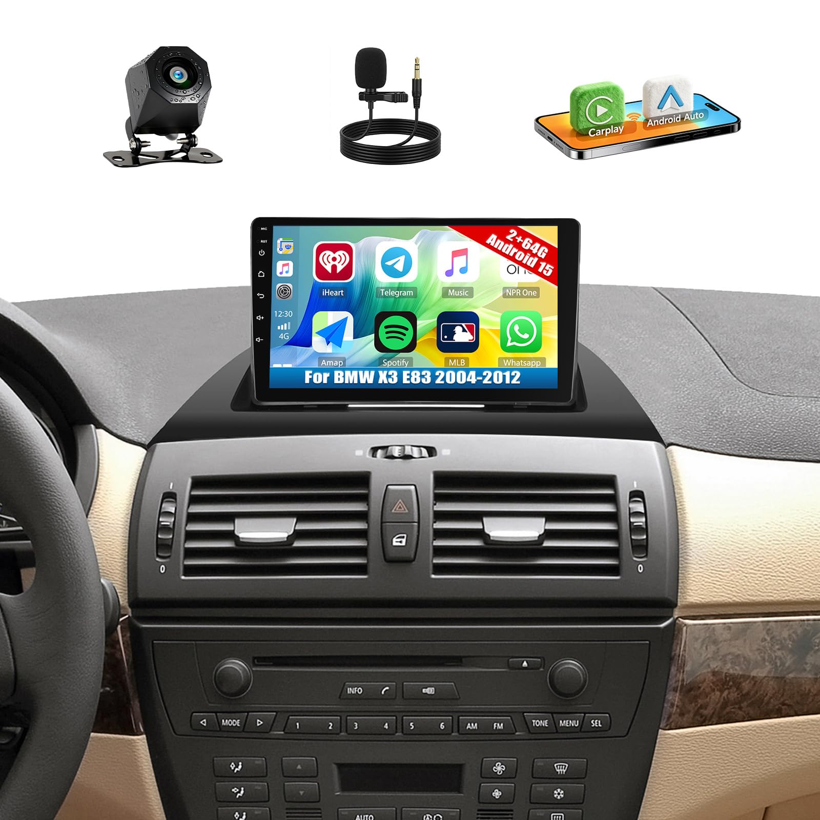 SIXTOP 2+64G Android 15 Autoradio für BMW X3 E83 2004-2012