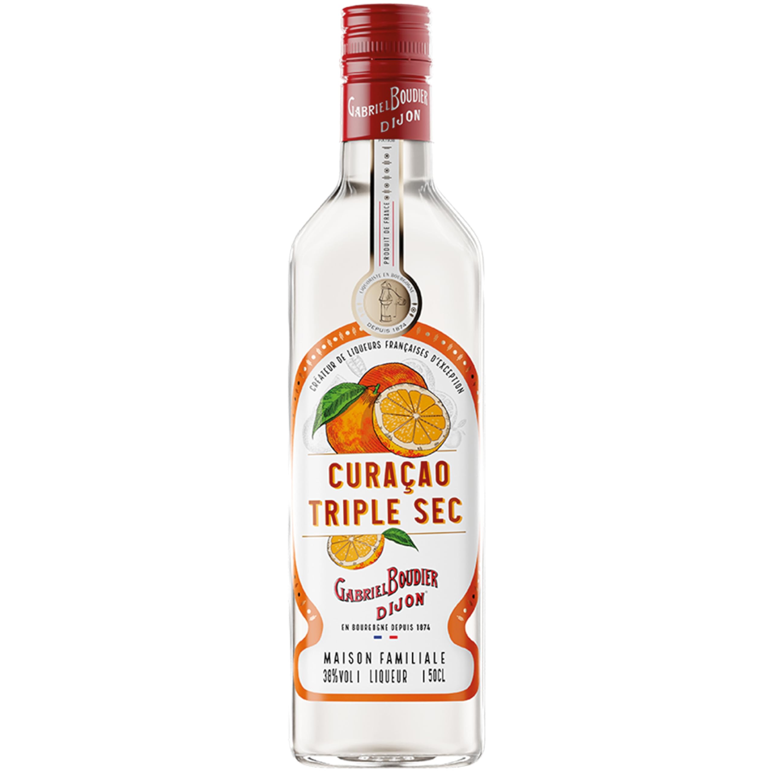 Gabriel Boudier Triple Sec Curaçao Orange Liqueur (25% Vol) – Premium French Citrus Spirit for Cocktails, Margaritas & Mixology, Classic Curacao Liqueur with Bitter Orange Peel (50cl)