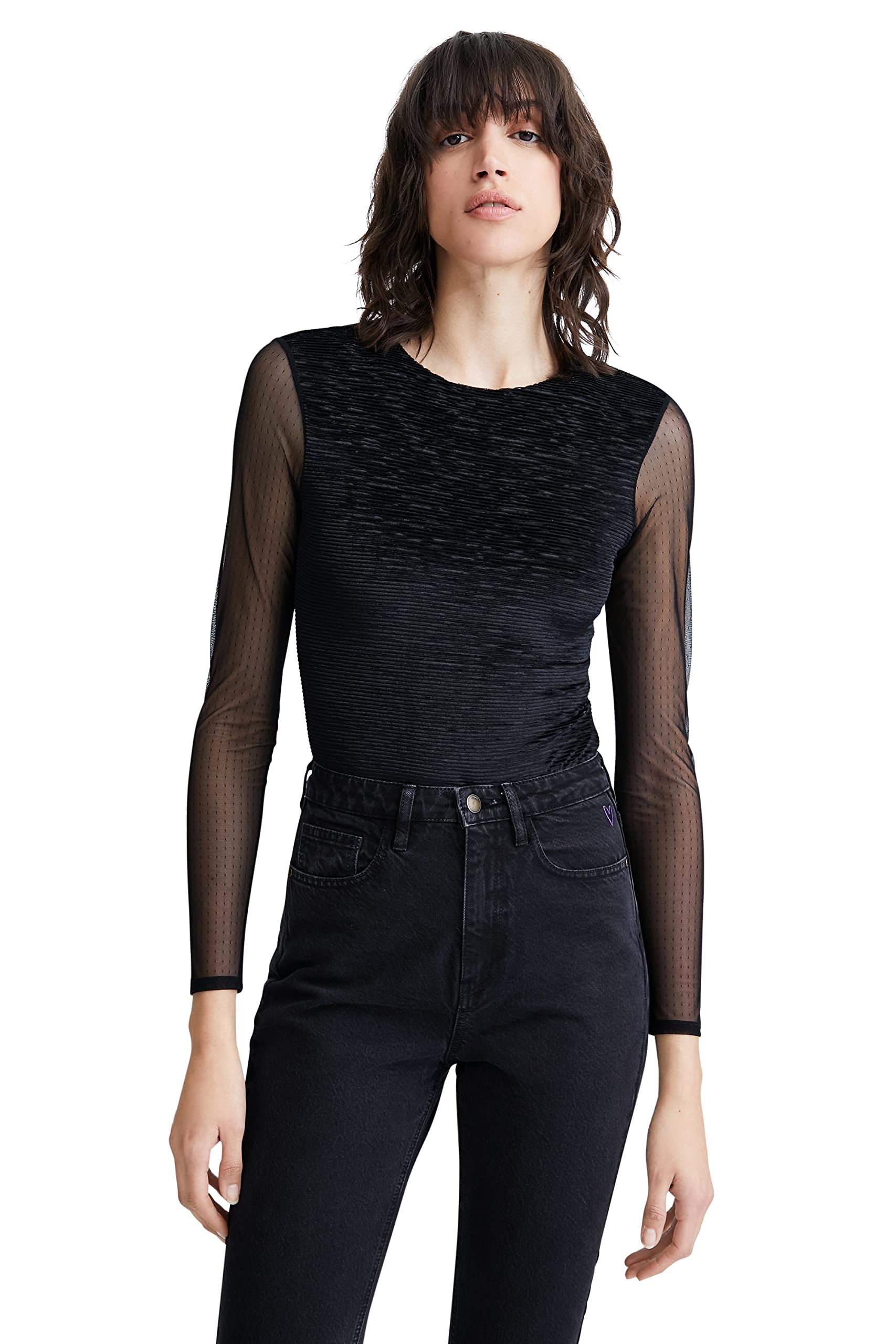 Desigual Women's Body_Soft 2000 Black Blouse, L