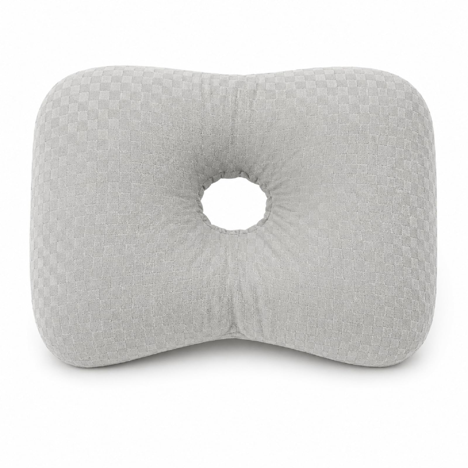 Gudessly 17 Inch Ear Piercing Pillow,Piercing Pillow with an Ear Hole for Ear Pain and Side Sleepers,Washable Velvet Fabric Side Sleeper Pillow (grey)