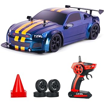 iBlivers Remote Controlled Car GT RC Drift Car Remote Control in 114 Scale with LED Lights 4WD Toy Car Drift RC Car with Drift Function from 45678 + Years Old Childrens Gifts