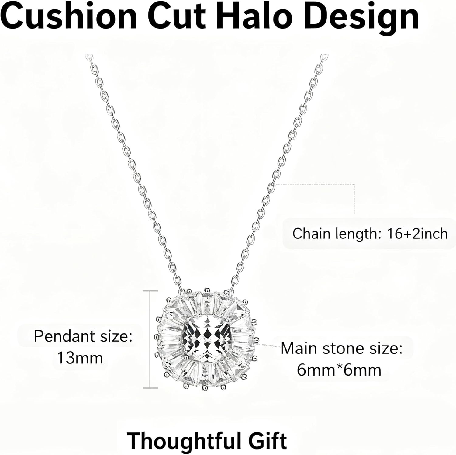 MISS MIMI Solitaire Cubic Zirconia Necklace for Women, 1–3 CT Round,Heart,Princess Cut CZ Options, Bezel or Prong Set in 925 Sterling Silver, Adjustable 16–20" Minimalist Everyday Jewelry - Image 3