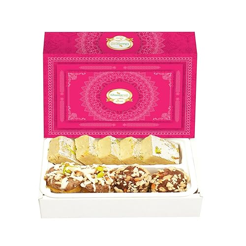 Miniatura 5 de Ghasitaram Gifts Diwali Gifts Diwali Sweet - Caja surtida de Barfis, dulces de frutas secas 800 GMS