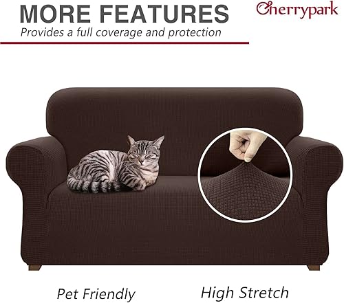 Miniatura 5 de Cherrypark - Funda para sofás de 2 plazas, universal, con alta elasticidad, impermeable, antideslizante, con dobladillo elástico, protector de