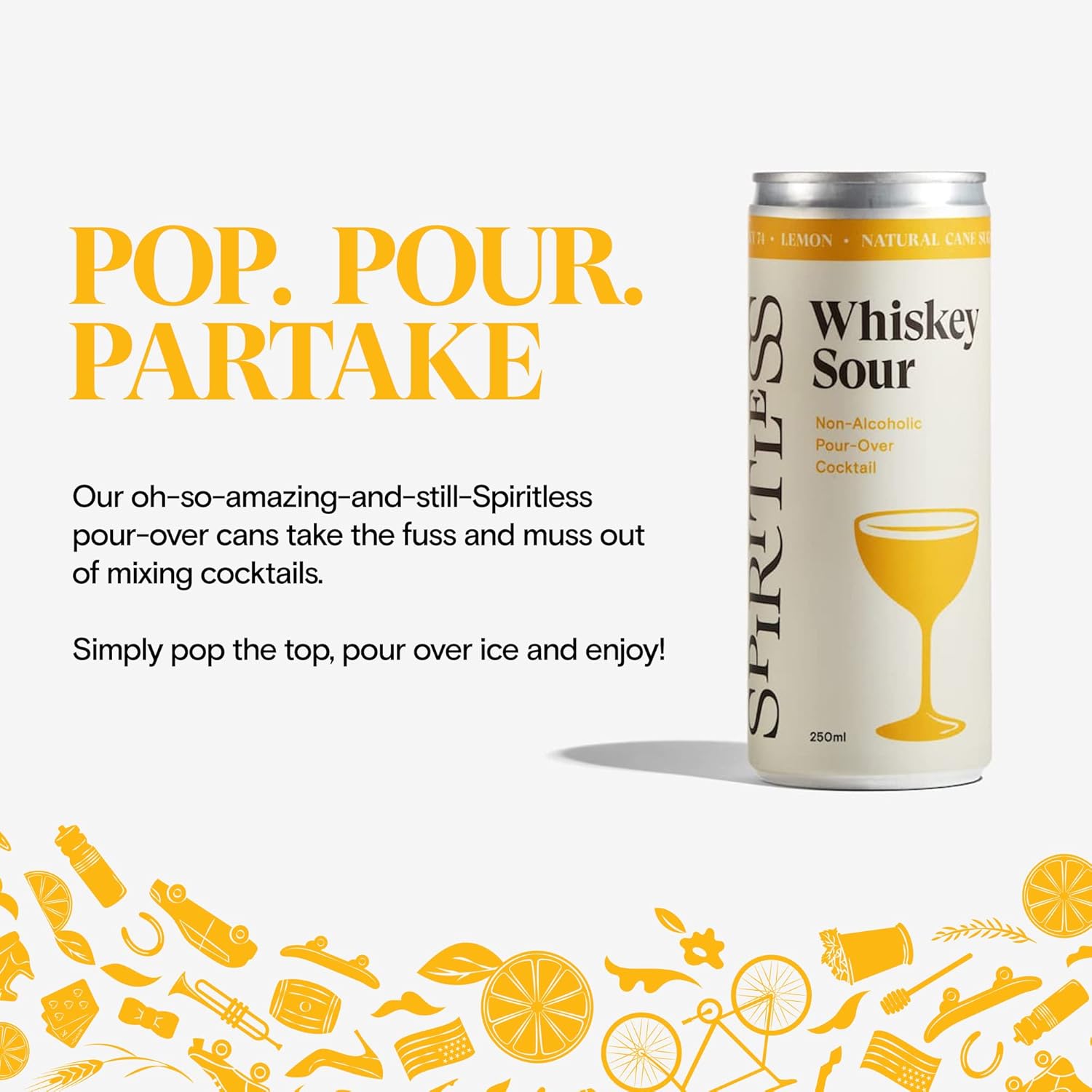 Buy SPIRITLESS Whiskey Sour NonAlcoholic PourOver Whiskey Sour Cans Ready to Drink or
