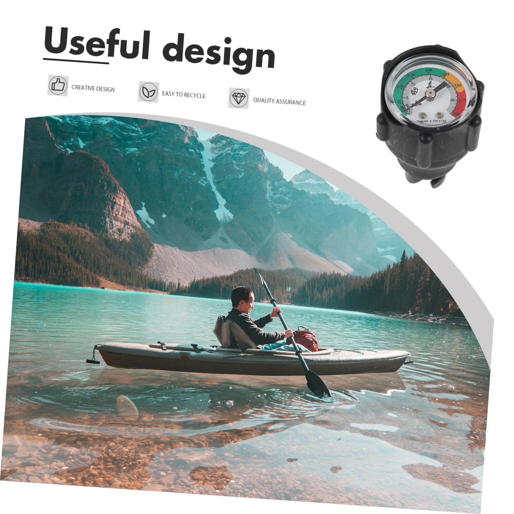 Manometro per Pressione per Kayak e Barche Gonfiabili Misurazione Precisa in Plastica e Acciaio Inossidabile per Sport Acquatici All'aperto