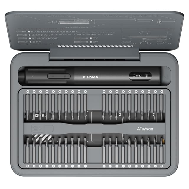 ATuMan 95 in 1 Precision Electric Screwdriver Set with 86 Magnetic Bits 0 4N m Torque Visual Screen