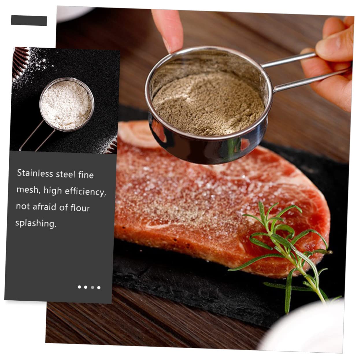 OUNONA Stainless Steel Powdered Sugar Sifter Handheld Flour Sieve Tool Fine Mesh Baking Strainer for Efficient Sifting Easy to Use for Home Baking Cooking