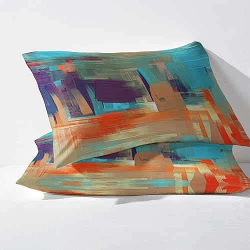 Miniatura 2 de Funda de edredón abstracta tamaño Queen  Juego de ropa de cama artística de pintura al óleo  3 piezas  Funda de edredón con patrón de microfibra