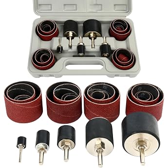 FreeTec 25-Piece Sanding Sleeves Sanding Rollers for Drill 80 120 Grit Sanding Sleeves Sanding Drum Set 1/4 Inch 1/8 Inch Sanding Spindle Sanding Rollers for Wood Sanding Accessories Light Grey