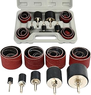 FreeTec Drum Sander Set, 25 Pc Sanding Kit, 80 & 120 Grit Spindle Sleeves With Rubber Drums, 1/8" & 1/4" Drive Bit for Woodworking Press Power Drill