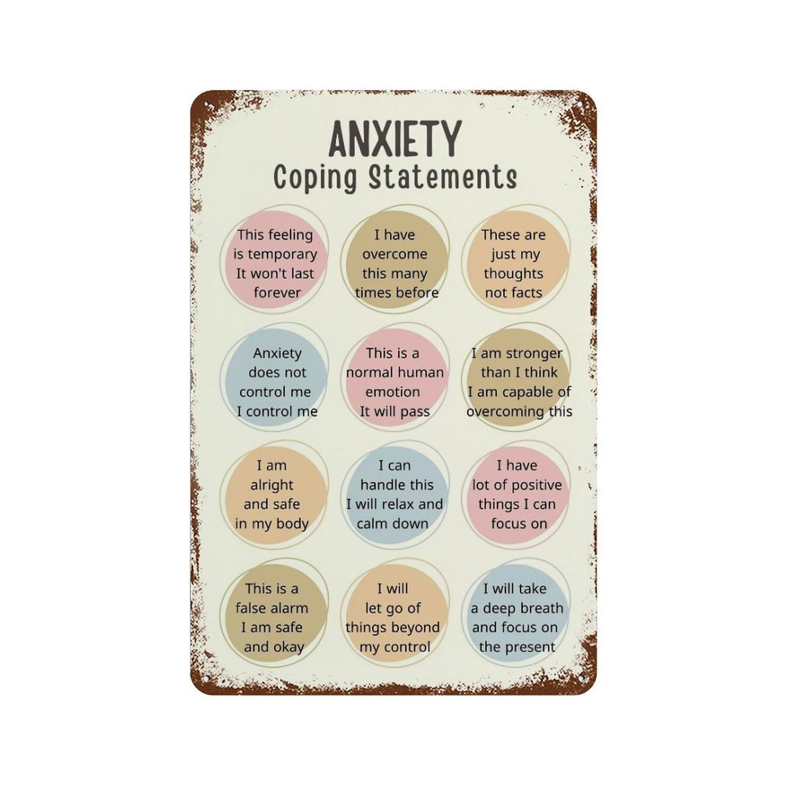 xiaoxiaoshen Anxiety Coping Affirmation Wall Decor Art Metal Tin Poster Modern Home Decor Art Home Bar Shop Decorations Vintage Sign 30x20cm
