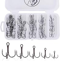 UCEC Treble Hooks Kit 50pcs High Carbon Steel Sharp Hooks for Saltwater Freshwater Bass Trout Catfish Lures - Sizes 2# 4# 6# 8# 10#