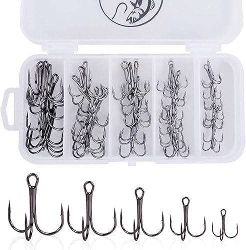 Miniatura 1 de UCEC Kit de anzuelos de pesca para agua salada y dulce, ganchos de acero de alto carbono, fuertes y afilados, curvados redondos para bagre, trucha,