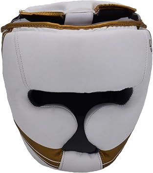 Ultimatr - Elite Head Guard White Gold - Boxing MMA Muay Thai Taekwondo Training L / XL