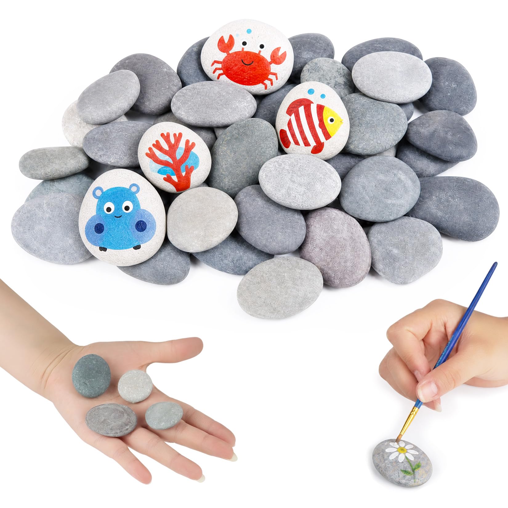30 Left and Right Pcs Painting Rock 950g,3-5cm Pebbles for Arts and Craft Painting,Smooth Large Pebbles for Painting,Natural River Stone