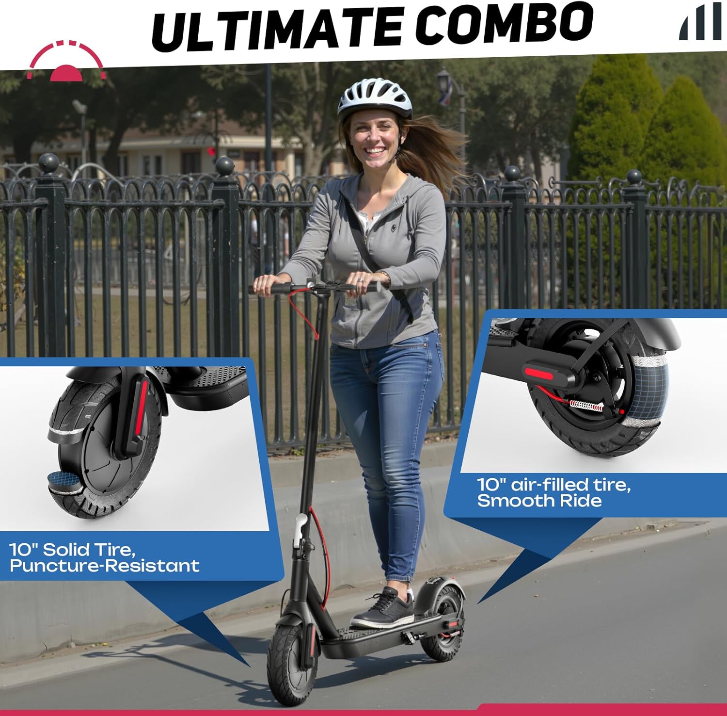 Windone Electric Scooter for Adults, 430W Peak Motor, 19MPH & 17-Mile Range, Foldable Commuter Scooter with 10" Shock-Absorbing Tires & Dual Braking System (UL 2272 Certified)