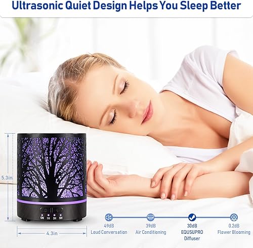 Miniatura 6 de Difusor de aceite esencial para aromaterapia, difusor de aceite ultrasónico eléctrico de metal de 10.1fl oz para habitación grande con apagado