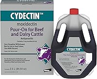 Elanco Cydectin Pour-On 2.5L Cattle Dewormer: Kills Worms, Flies, Lice, Grubs, Mites in Beef & Dairy Cattle