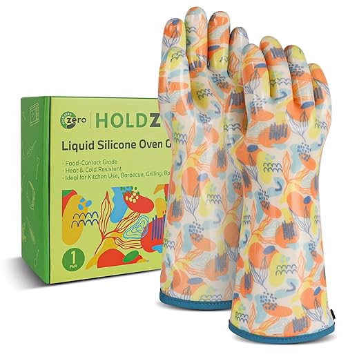 Heat Resistant Gloves for Cooking Thickened Silicone Coating Cotton Liner Waterproof Food Grade Graffiti-Art Printing Medium