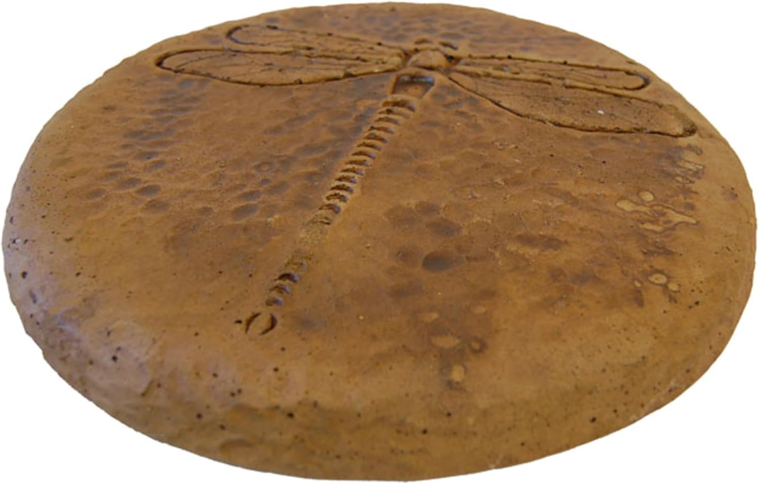 BestNest Athens Round Dragonfly Stepping Stones, Autumn Wheat, Pack of 2, Concrete Garden Discs with Raised Dragonfly Design, Durable Brown Hues, Flat Base for Easy Placement, Outdoor Pathway Decor