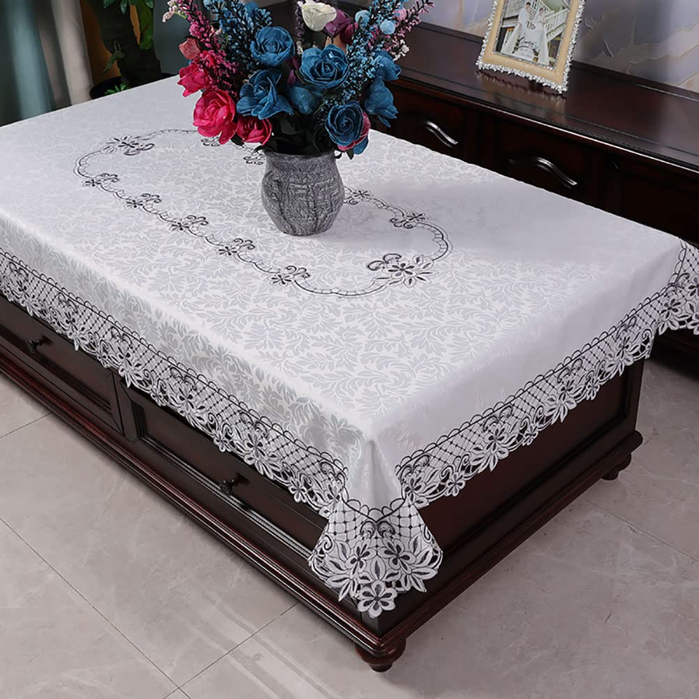 Nappe brodée de luxe en dentelle style européen, linge de table raffiné 130x130cm