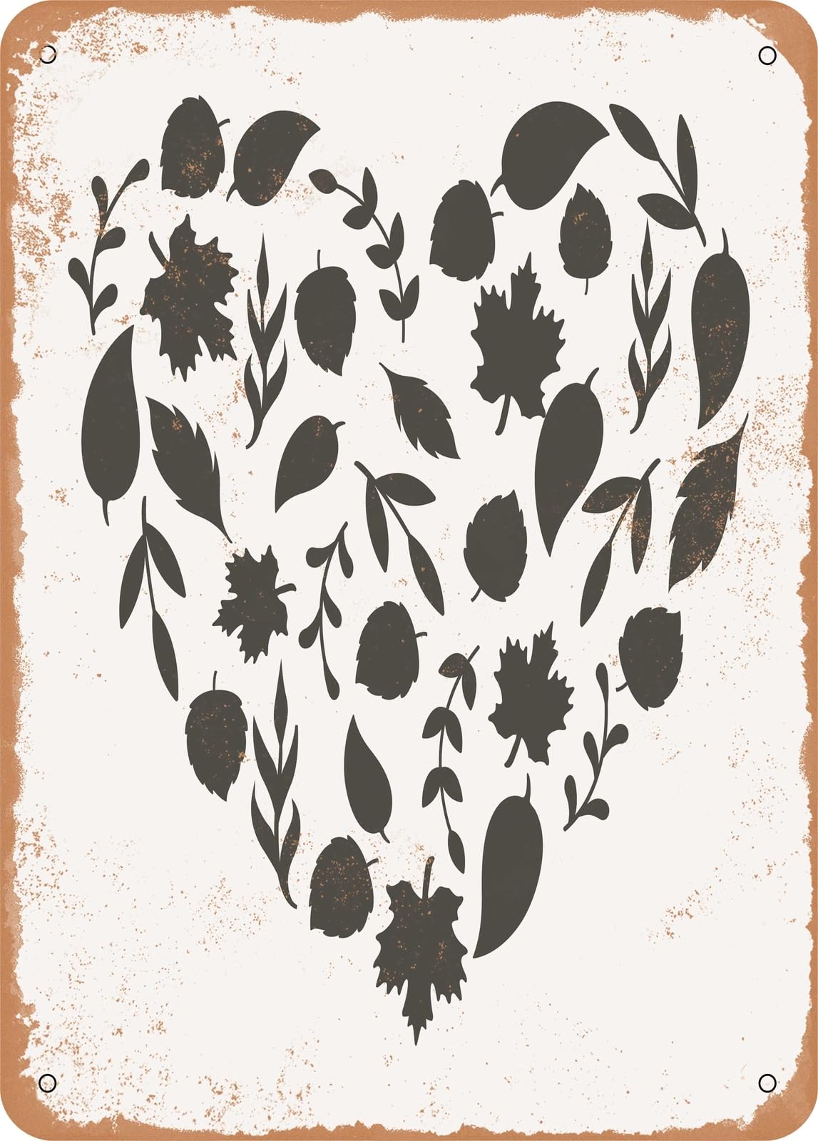 Metal Sign - Autumn Leaves Heart - Vintage Rusty Look home decor