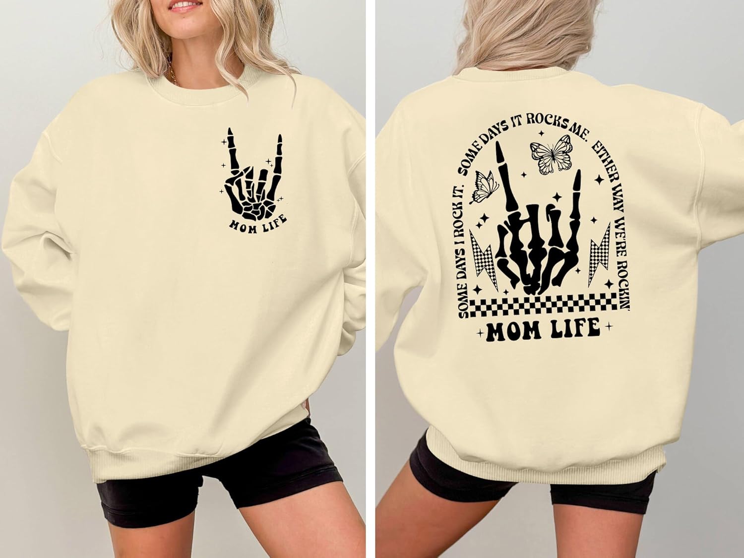 LAZYCHILD Mama Sweatshirts for Women: Oversized Mom Life Pullover Mama Shirt Motherhood Long Sleeve Skeleton Tops - Image 4