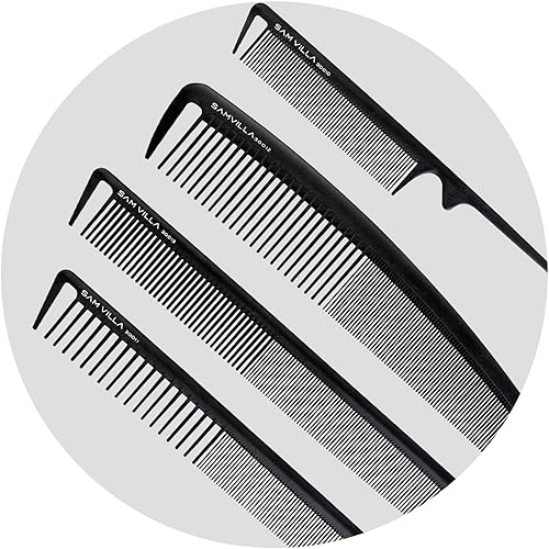 Miniatura 3 de Sam Villa Signature Series - Juego de 8 peines profesionales para cortar y separar el cabello con estuche